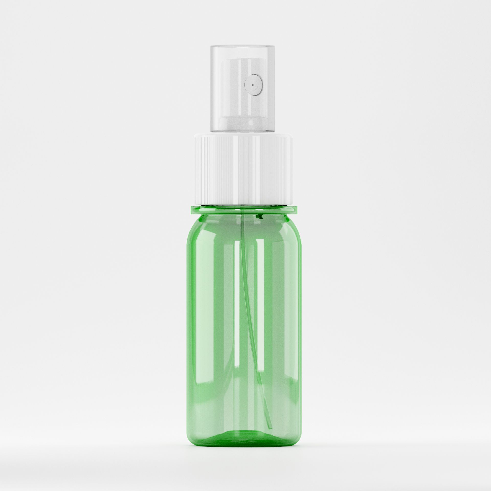 Flacon PET 50ml, Verde – Filet 28mm - Cu Atomizor Alb