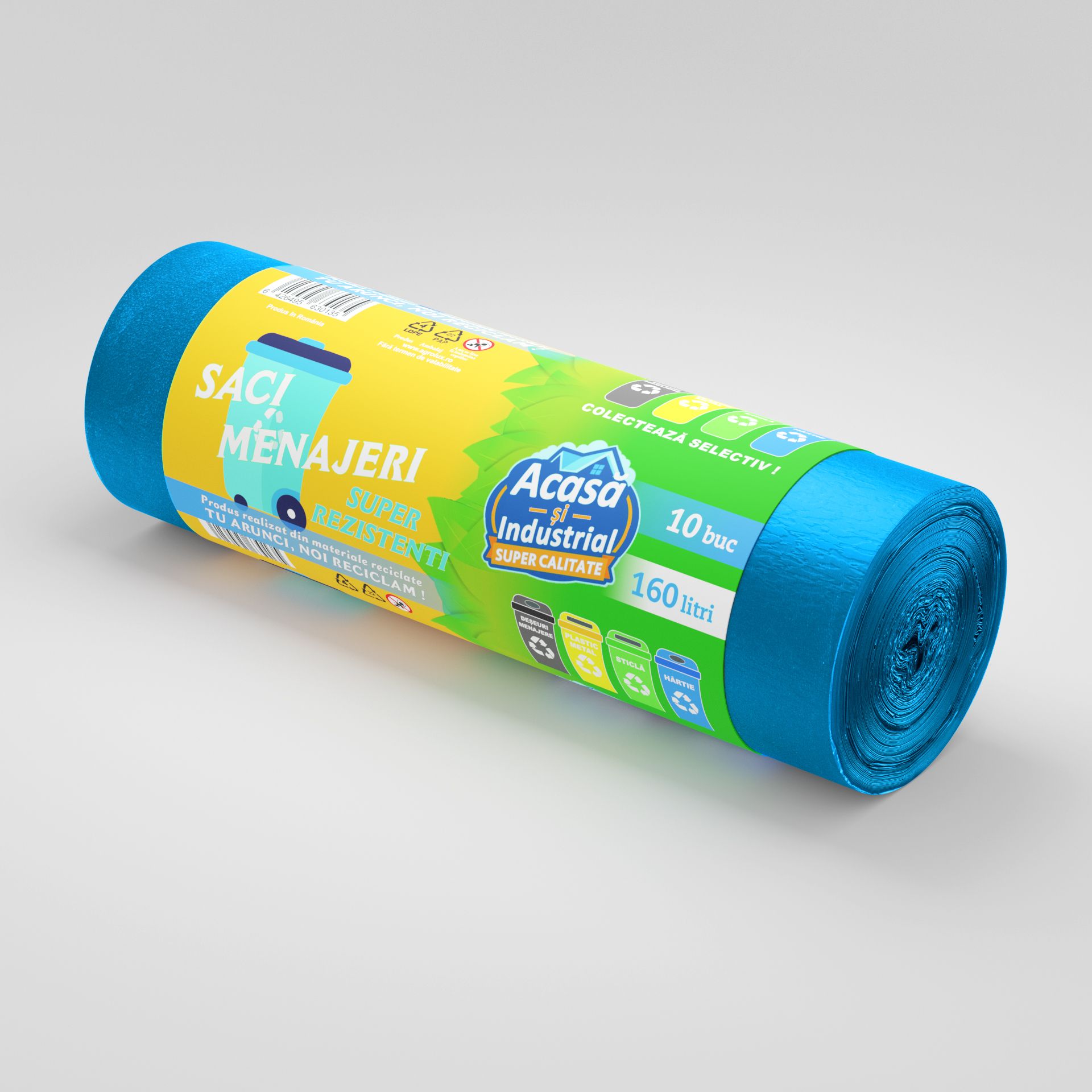 Saci menajeri 160L 10 saci/rola albastru Acasa si Industrial 