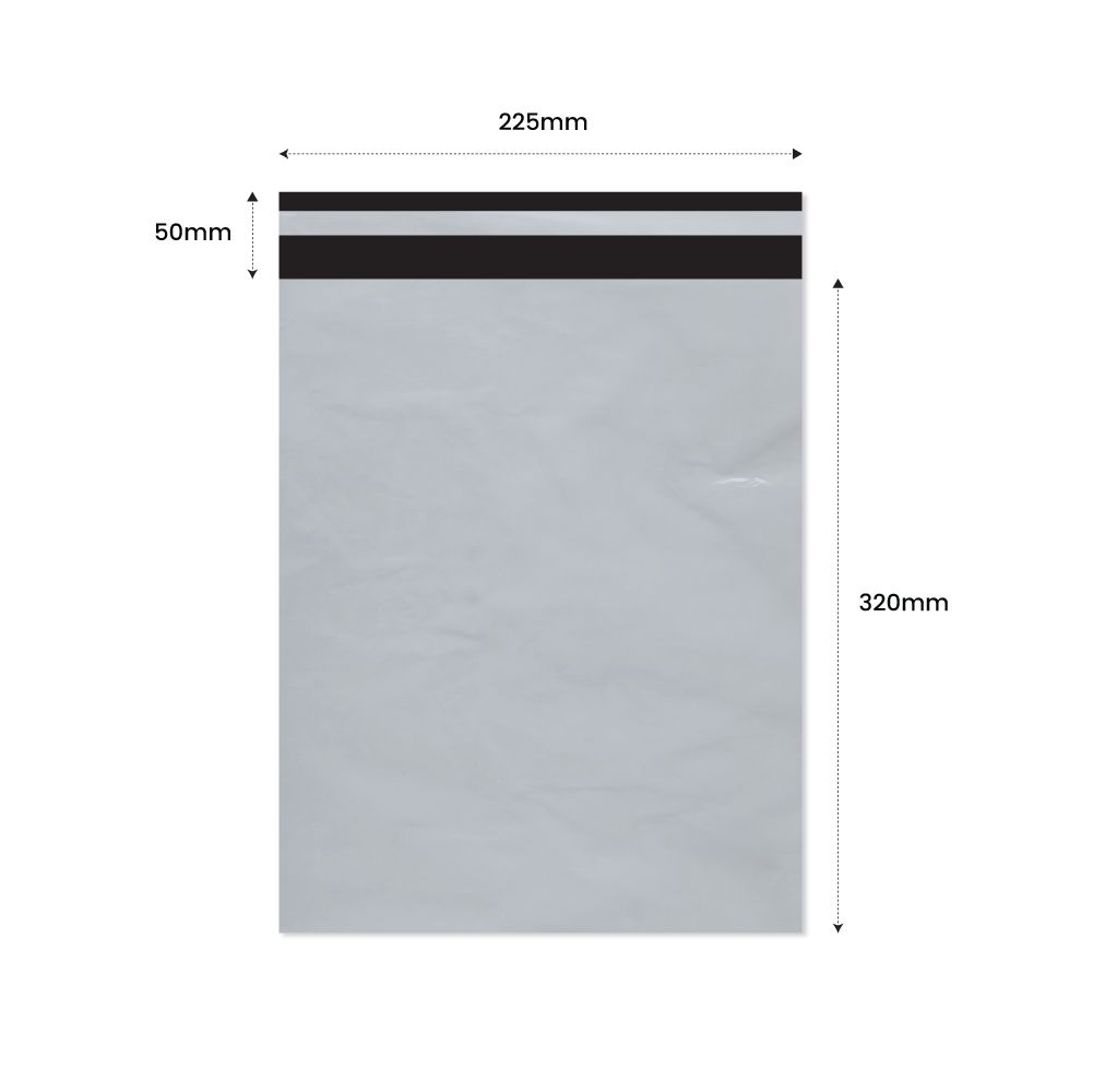 Plic Curier cu Adeziv 225x320mm + 50mm clapeta - LDPE alb + negru 