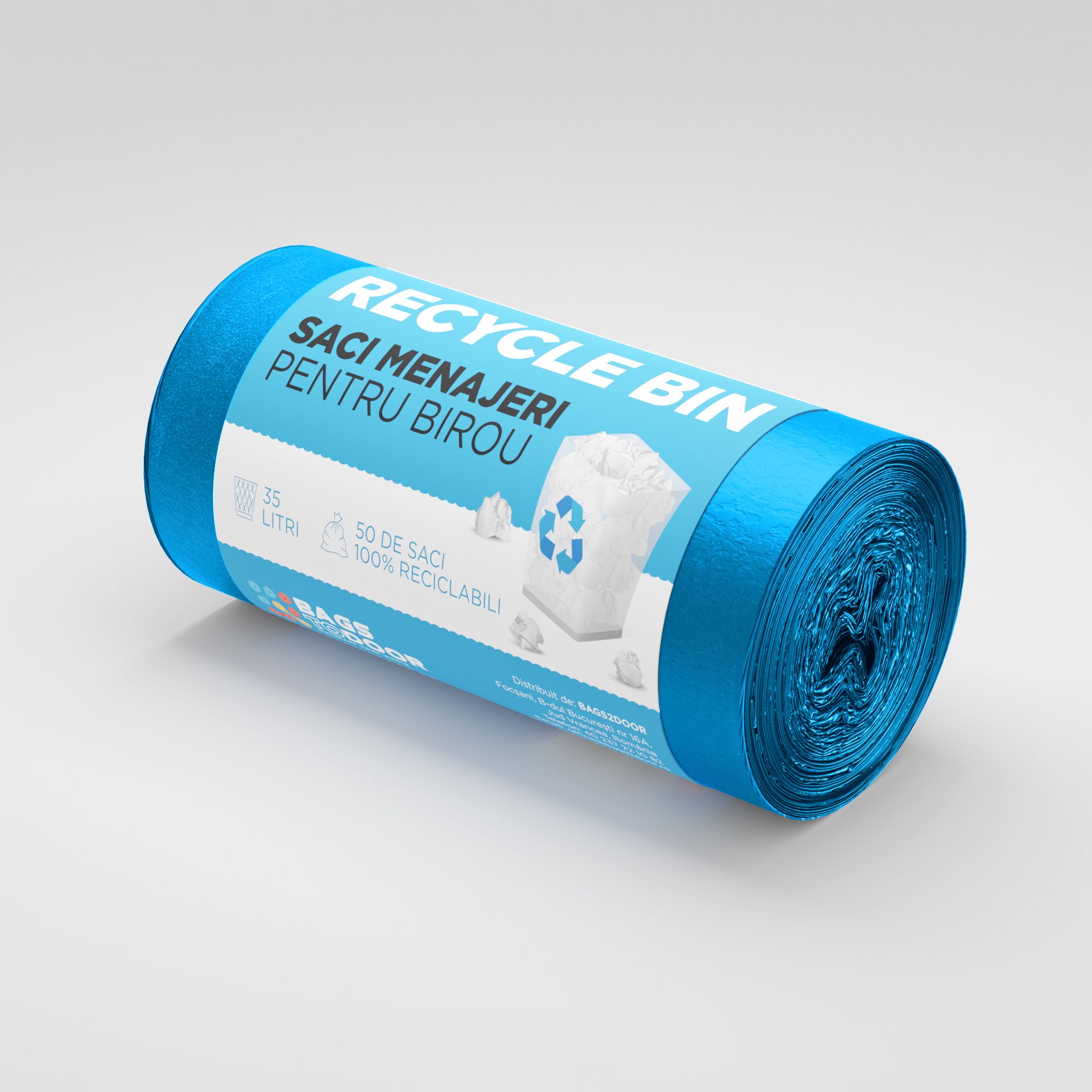 Saci menajeri 35L albastri 50 saci/rola Recycle Bin