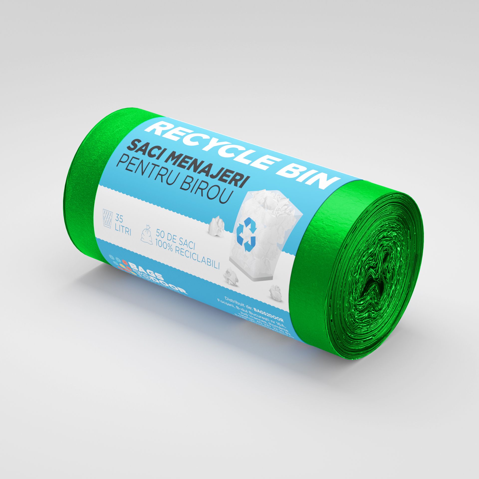 Saci menajeri 35L verde 50 saci/rola Recycle Bin