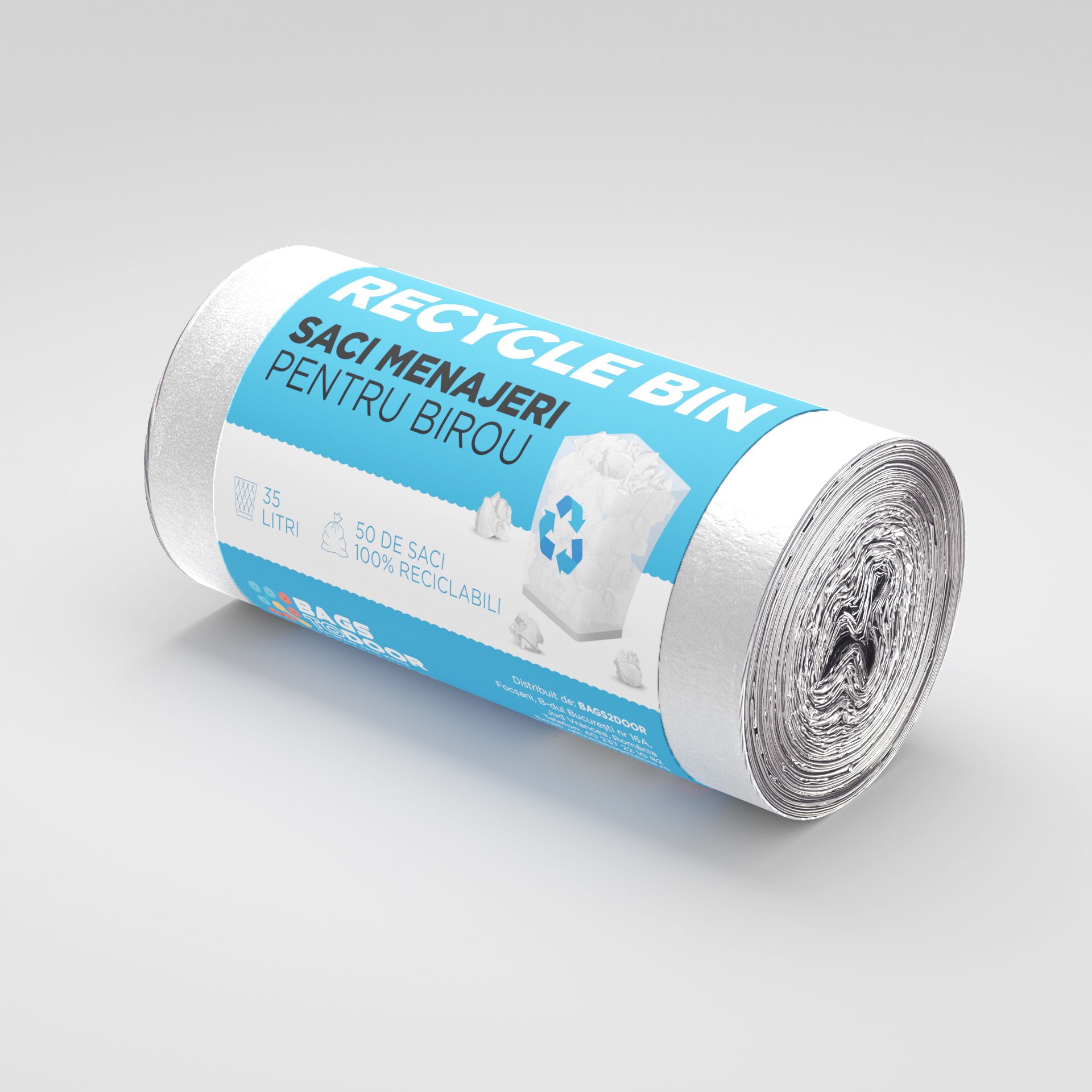 Saci menajeri 35L transparent 50 saci/rola Recycle Bin