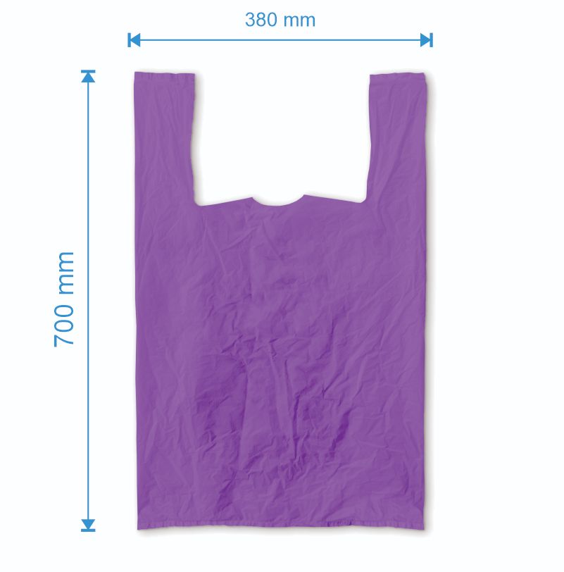 Sacosa maieu  380mm x 700mm - 50 microni grosime, cu pliuri de 140mm, reciclat, culoarea mov