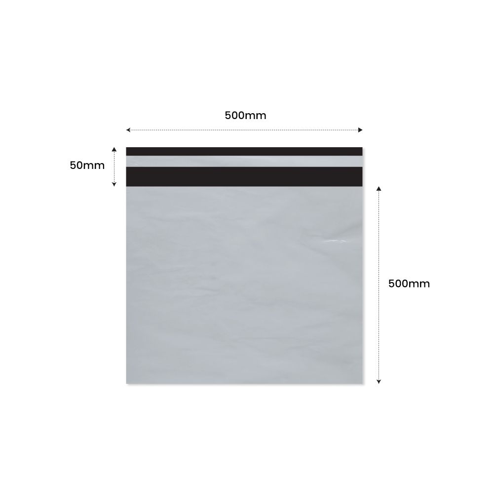 Plic Curier cu Adeziv 500X500mm + 50mm clapeta - LDPE alb + negru 