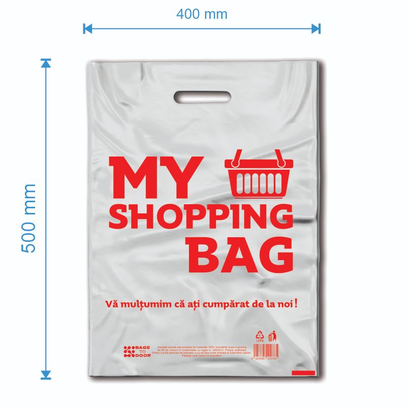 Sacoșă tip Banana Rosie, LDPE, My Shopping Bag, 50 microni, 100% Reciclabilă