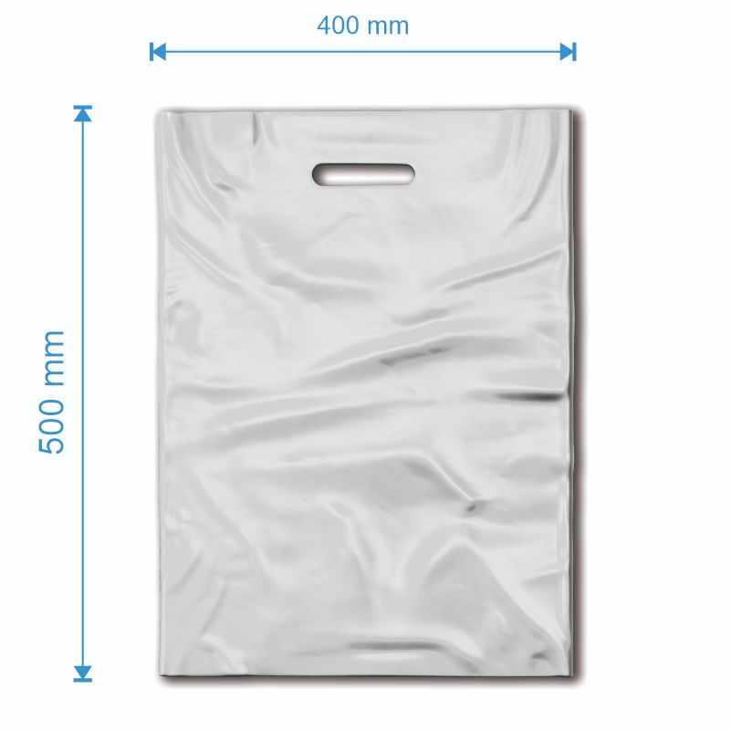 Sacoșă tip Banana LDPE 400mm x 500mm, culoarea alb, grosime 50 microni