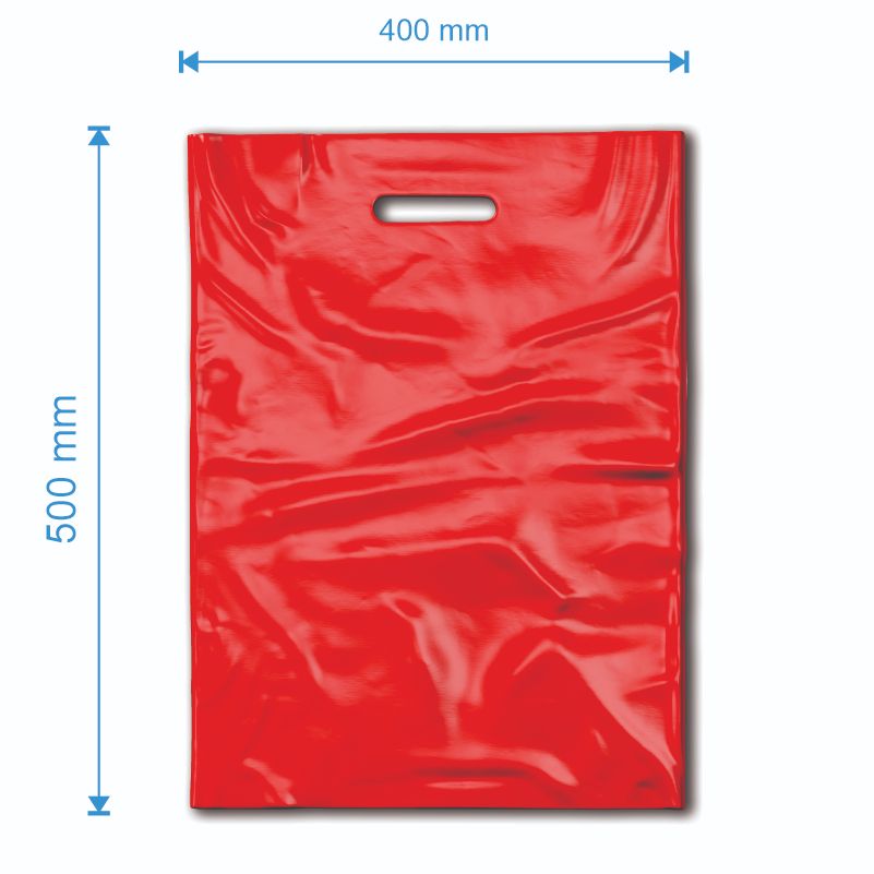 Sacoșă tip Banana LDPE 400mm x 500mm, culoarea rosu, grosime 50 microni