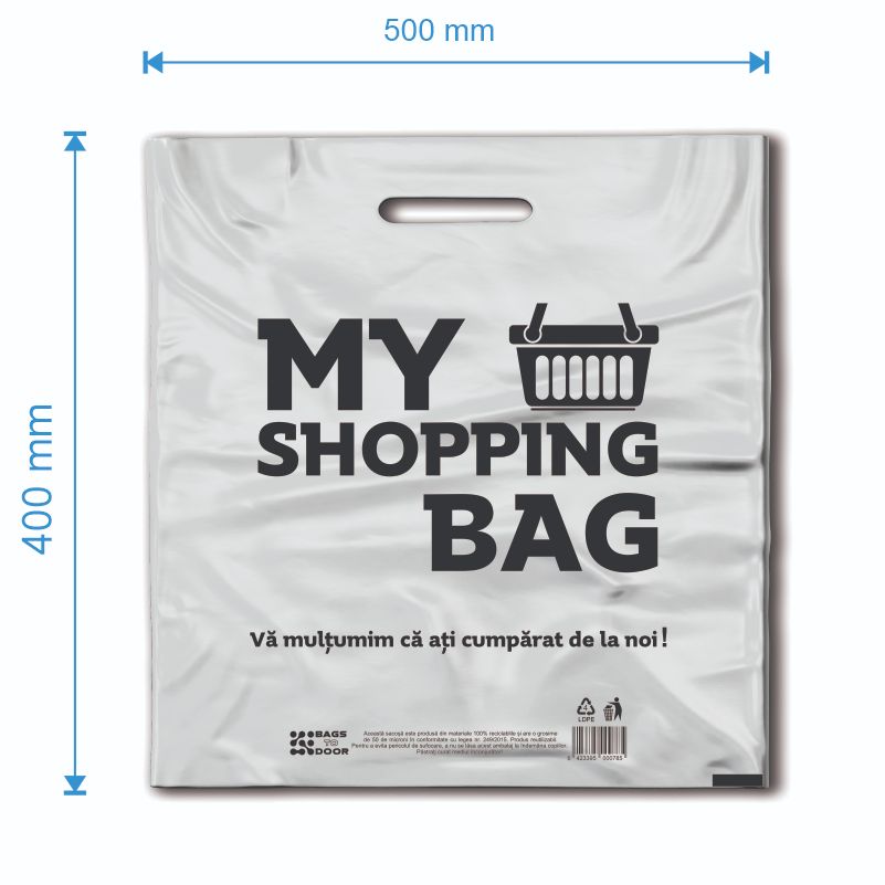 Sacoșă tip Banana Neagra, LDPE, My Shopping Bag, 100 microni, 100% Reciclabilă