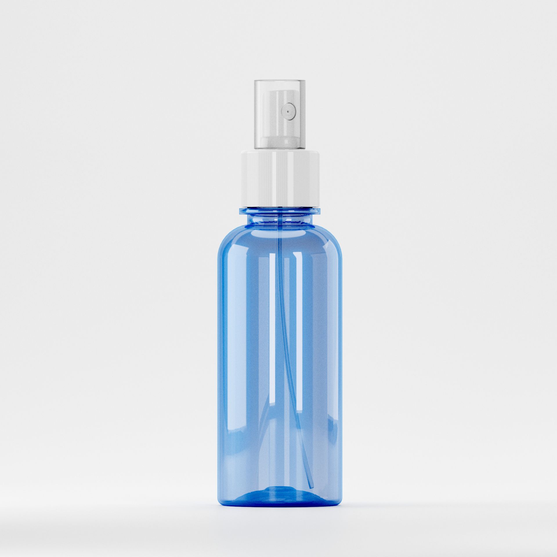 Flacon PET 200ml, Albastru – Filet 28mm - Cu Atomizor Alb