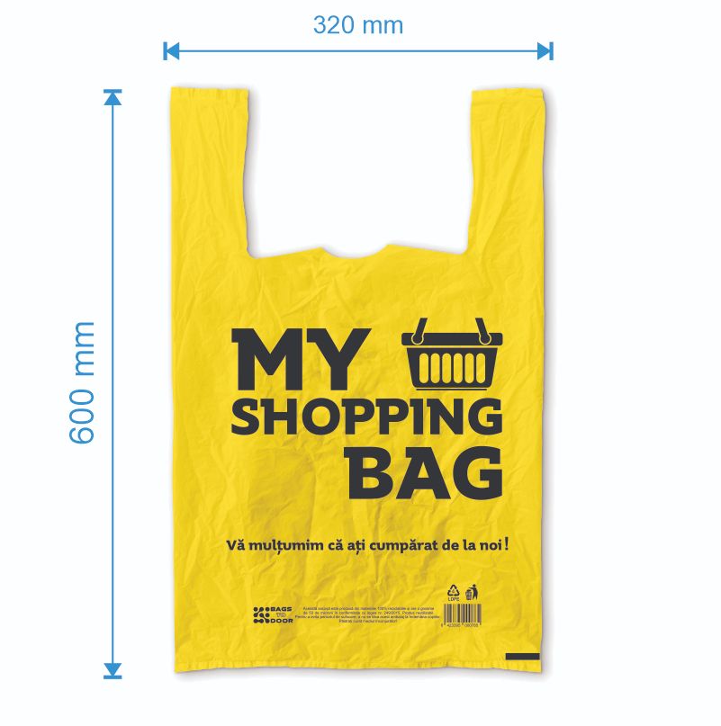 Sacoșă tip Maieu Galbenă, material virgin, My Shopping Bag, 50 microni, 100% Reciclabilă